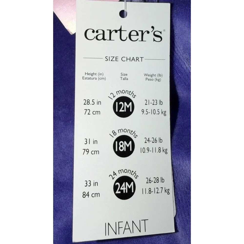 Carter's‎ Vintage Baby Girls Purple Velour Romper 9-12 Months Embroidered Lamb